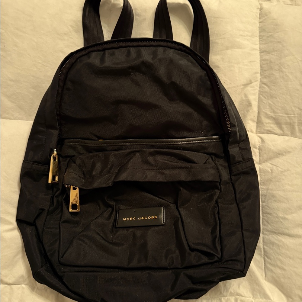 Marc Jacobs Black Backpack with Gold Accents